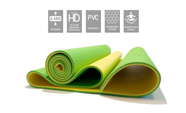 Коврик для фитнеса Original FitTools Banana Lime 6 мм Коврик для фитнеса Original FitTools Banana Lime 6 мм