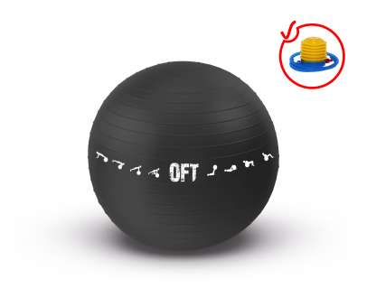 Гимнастический мяч Original Fit. Tools 75 см для коммерческого использования черный с насосом FT-GBPRO-75BK